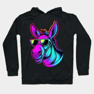 Synthwave Donkey Electro Retro Colorful Hoodie